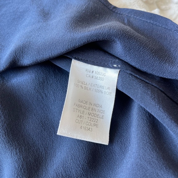 Joie | Embellished Silk Navy Drapey Tank with Beaded, Halter High Neckline โจ - Picture 7 of 9